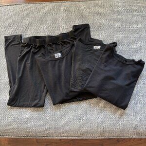 ❄️ 32 Degrees Kids Black Heat Base Layer Set - 3 Tops + 1 Legging - Youth Medium